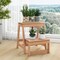 Multipurpose Natural Wooden Foldable 2-Tier Step Stool with H-Shaped Bottom Suitable for Any Small Space